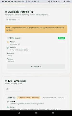 Swift Go Delivery Screenshot 1