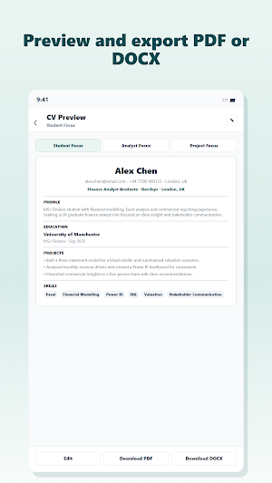 UK Grad CV Builder Screenshot 3