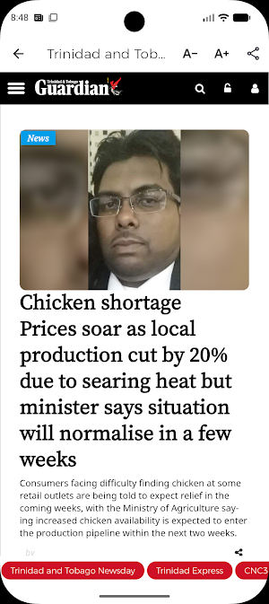 Trinidad & Tobago Newspapers Screenshot 1
