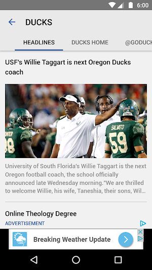 Oregon College Sports Screenshot 1