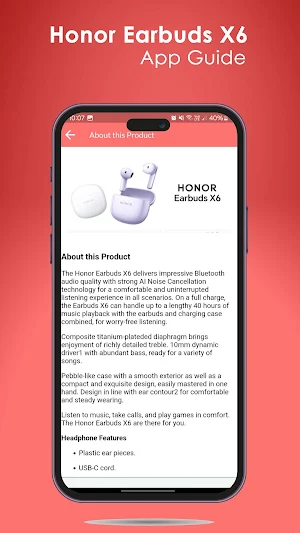 HONOR Earbuds X6 App Guide Screenshot 3