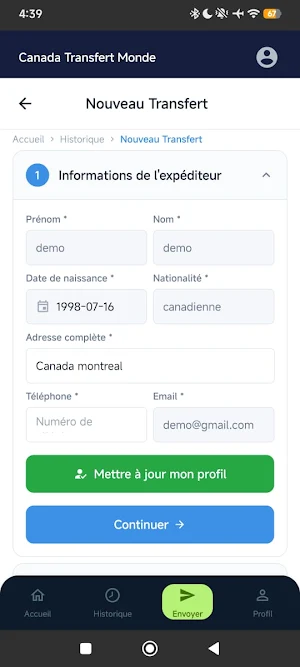 Canada Transfert Monde Screenshot 2