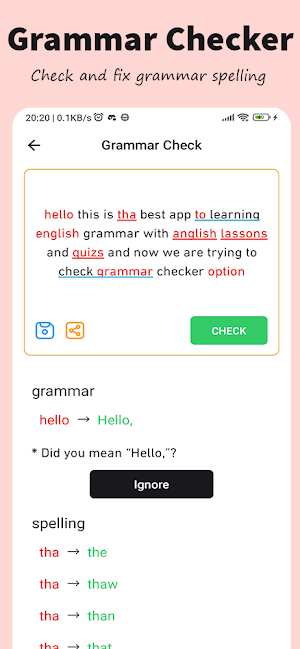 English Grammar Test & quiz Screenshot 2