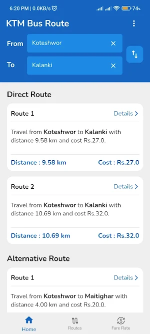 KTM Bus Route Screenshot 2