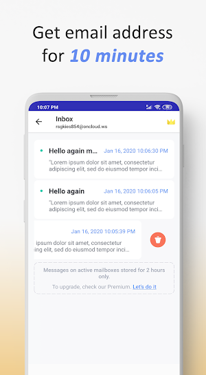 10 Minute Mail - Instant disposable email address Screenshot 1