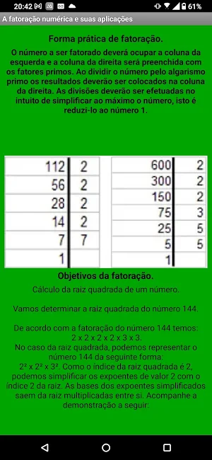 A Matemática e a fatoração Screenshot 1