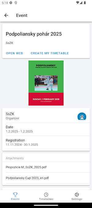 Súťaže KARATE mobile Screenshot 2