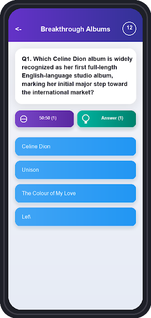 Celine Dion Trivia Quiz Screenshot 3