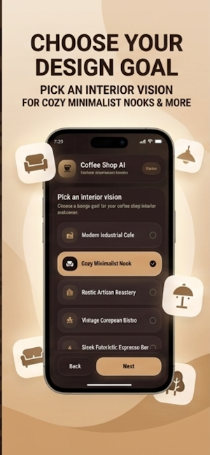 AI Coffee Shop Room Makeover Screenshot 2