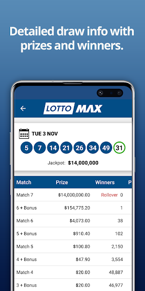 Lotto Max Numbers Screenshot 2