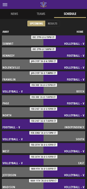 Vermilion Athletics Screenshot 2