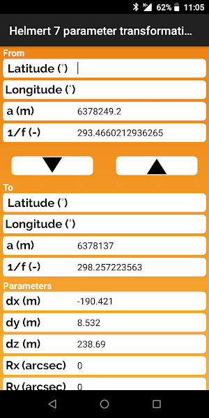 Helmert 7 parameter transformation calculator Screenshot 3