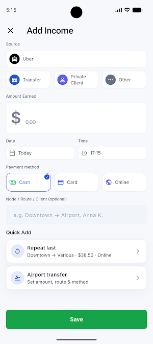 DriverDesk: Income Tracker Screenshot 1