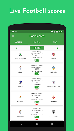 FootScores - Live football scores Screenshot 0