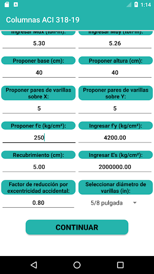 Diseño de columnas ACI 318 - 19 LITE Screenshot 2