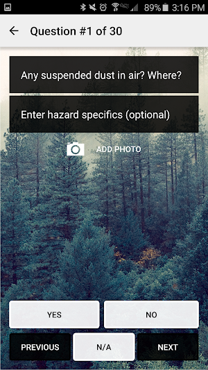 Combustible Dust Assessment Screenshot 1