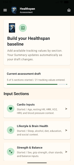 Healthspan Tracker Screenshot 1