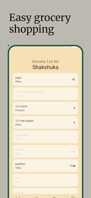 Recipe to Grocery List Screenshot 2