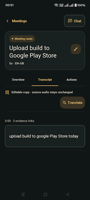 SourceNote: AI Meeting Notes Screenshot 3