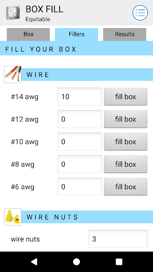 Box Fill Calculator Screenshot 2