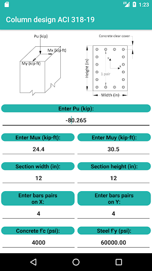 Column design ACI 318 - 19 LITE Screenshot 1