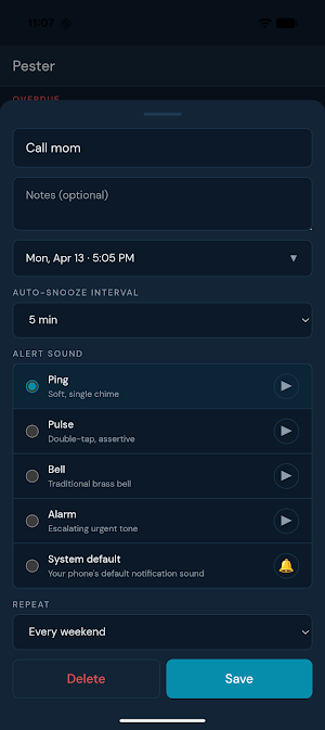 Pester — Reminders That Nag Screenshot 3