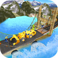 Mountain River Bridge Construction Road Builder