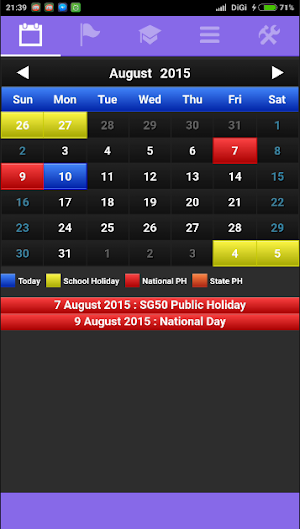 Singapore Calendar Screenshot 0