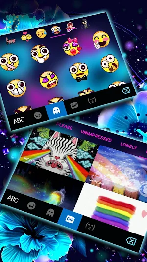 Neon Flower Butterfly Keyboard Theme Screenshot 3