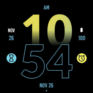 Active Yellow Blue Watch Face Screenshot 3
