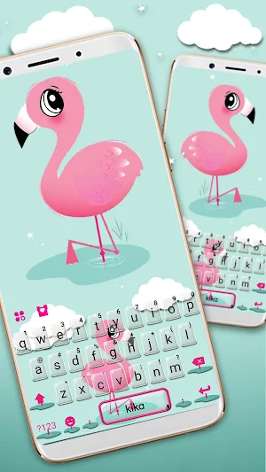 Cartoon Pink Flamingo Keyboard Theme Screenshot 0
