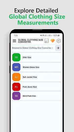 Global Clothing Size Converter Screenshot 0