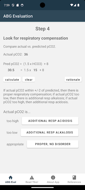 ABG Acid-Base Evaluation Screenshot 2