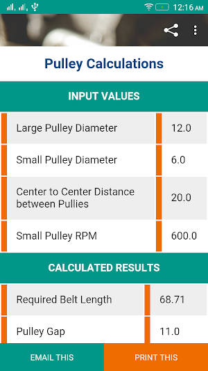 Pulley Calculator Adfree Screenshot 2