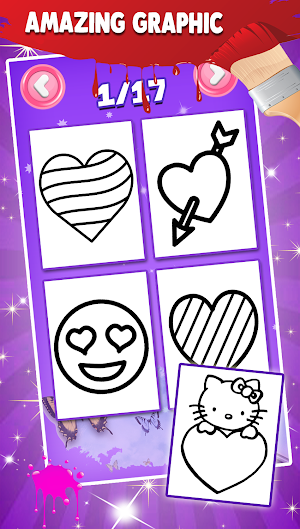 Glitter Heart Love Coloring Book for Girls Screenshot 2