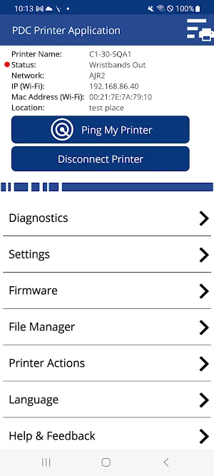 PDC Printer Application Screenshot 1