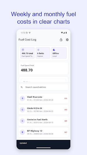 Fuel Cost Log Screenshot 2