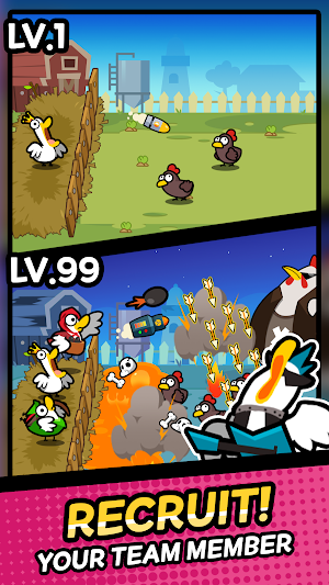 Duck vs Chicken : Idle Defense Screenshot 1