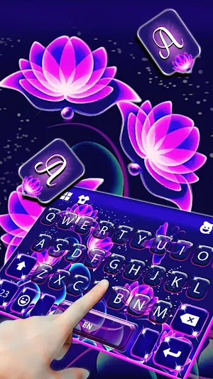 Purple Neon Flowers Keyboard Theme Screenshot 2