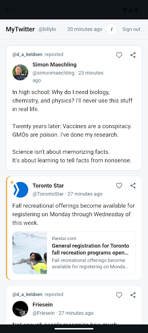 MyTwitter Screenshot 1