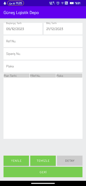 Güneş Lojistik Depo Uygulaması Screenshot 2