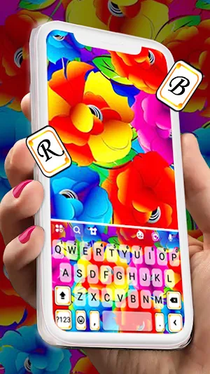 Bright Color Flowers Keyboard Background Screenshot 0
