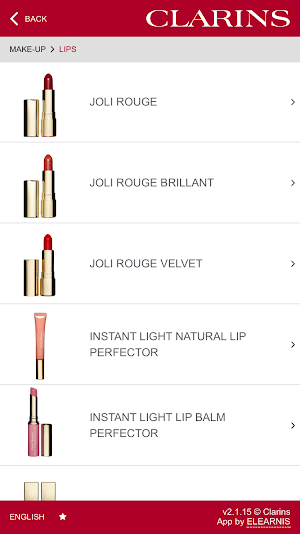 Clarins Product Library Screenshot 1