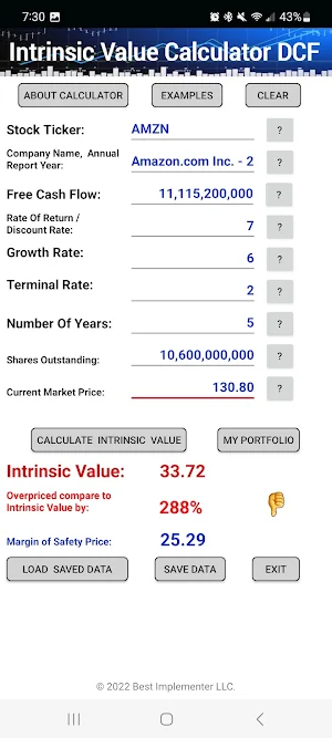 Intrinsic Value Calculator DCF Screenshot 2