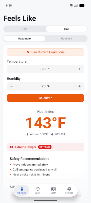 Wind Chill & Heat Index Screenshot 1
