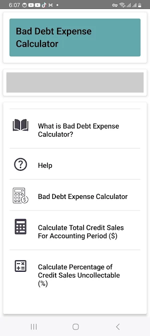 Bad Debt Expense Calculator Screenshot 0