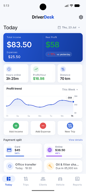 DriverDesk: Income Tracker Screenshot 0