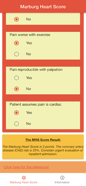 Marburg Cardiology Score Screenshot 1
