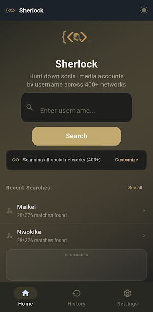 Sherlock: Account Finder OSINT Screenshot 0
