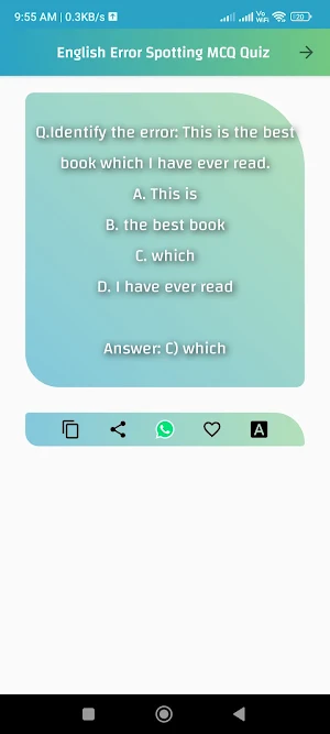 English Error Spotting MCQ Screenshot 3